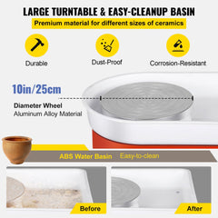 Bostome 25cm electric pottery wheel with aluminum alloy turntable and 350W motor.