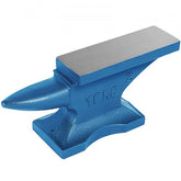 Bostome 22lb cast iron anvil with a single horn and polished surface for blacksmithing tasks.