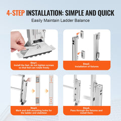 Carbon steel ladder leveler with adjustable expansion up to 11.4 inches for stability.