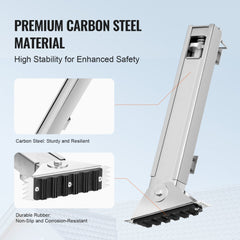 Bostome Ladder Leveler with 11.4" expansion, made of carbon steel, features quick release.