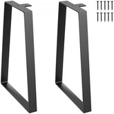 Black trapezoid steel table legs, 16 inches tall, set of 2 with pre-drilled holes for easy installation.
