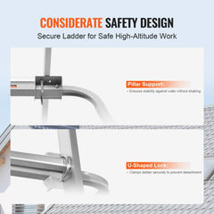 Bostome Heavy Duty Ladder Stabilizer made of carbon steel with anti-slip rubber feet and 330 lbs capacity.