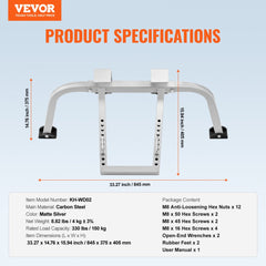 Heavy duty steel ladder stabilizer with roof hook and anti-slip rubber feet for stability.