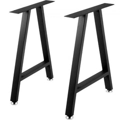 Black 28" A-shaped metal table legs made of heavy-duty steel, set of 2.