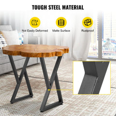 Set of two 28x18 inch Z-shaped black steel table legs with matte finish and adjustable feet.
