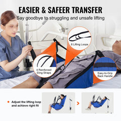 Large U-shape patient lift sling with head support for safe transfers and comfort.