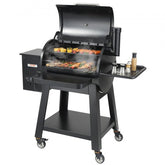 Bostome 53" heavy duty charcoal grill on a cart with dual grates and PID temperature control.