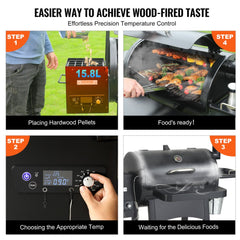 Bostome 53" heavy duty charcoal grill with cart, featuring dual grates and PID temperature control.