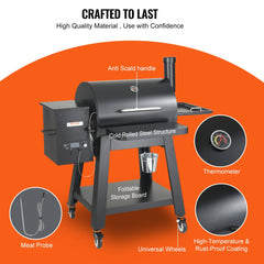 Bostome 53" heavy duty charcoal grill with cart, featuring dual grates and PID temperature control.