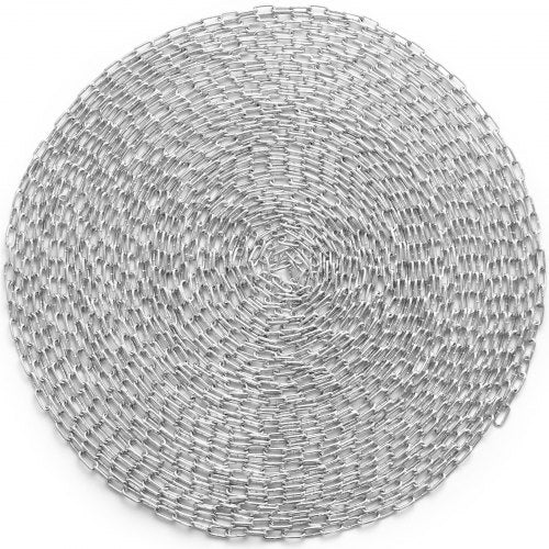 A coiled 100 ft spool of 1/8-inch zinc-plated carbon steel proof chain.