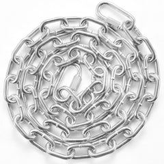 Zinc plated carbon steel chain sling with wide links, measuring 5/16" x 6' for heavy lifting.