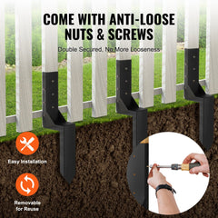 Bostome 3.5" steel fence post anchor repair kit with six heavy-duty anchors and nails.