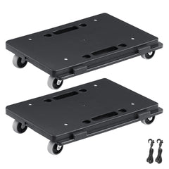 Black interlocking furniture dolly set with 500 lbs capacity and 360° wheels for easy transport.