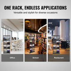 4-tier mesh brochure display stand with sturdy aluminum frame and 8 mesh pockets for literature.