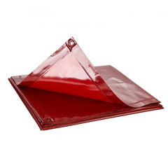 Red flame-resistant vinyl welding curtain screen measuring 6x6 feet for workspace safety.