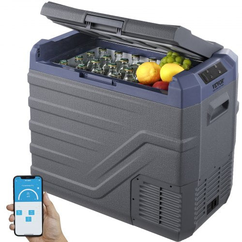 Bostome 45L portable car refrigerator freezer with single zone compressor and LED control panel.