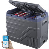 Bostome 40L Portable Car Refrigerator Freezer with dual zones for refrigeration and freezing.