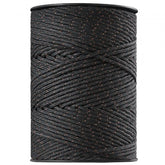 A 1000ft spool of black high tensile electric fence polywire with braided polyester and copper strands.