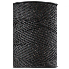 A 1000ft spool of black high tensile electric fence polywire with braided polyester and copper strands.