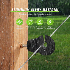 Bostome 1640ft aluminum electric fence wire on a reel, designed for livestock containment.