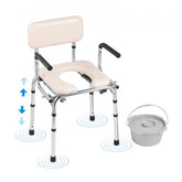 Bostome Bedside Commode Chair with padded seat, drop-down arms, and adjustable height features.