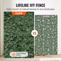 Artificial ivy privacy fence with lush green leaves on a sturdy frame, measuring 59"x98".