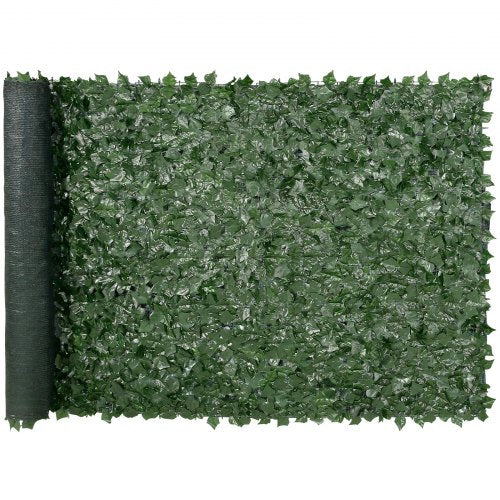 Bostome artificial ivy privacy fence featuring lush green leaves on a durable mesh backing.