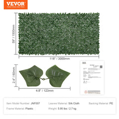 Artificial ivy privacy fence with lush green leaves, measuring 59"x118".