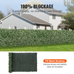 Artificial ivy privacy fence with lush green leaves on a durable plastic frame.