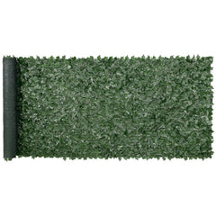 Artificial ivy privacy fence with lush green leaves on a lightweight frame.
