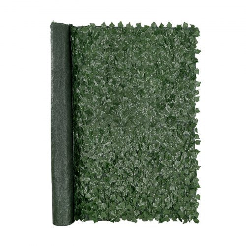Artificial ivy privacy fence with dense green leaves, measuring 96x72 inches.
