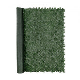 Artificial ivy privacy fence with dense green leaves, measuring 96x72 inches.