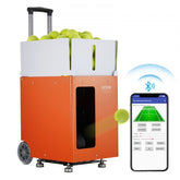 Bostome TS-06M portable tennis ball machine with wheels, Bluetooth control, and adjustable settings.