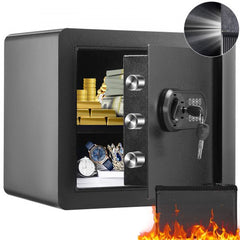 Steel home safe with dual lock, 1.2 cu. ft. capacity, and reinforced construction.