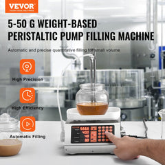 Bostome Automatic Liquid Filling Machine with digital control and hygienic peristaltic pump.