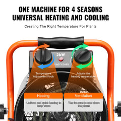 Bostome 1500W greenhouse heater with waterproof design and dual hot/cold modes for climate control.