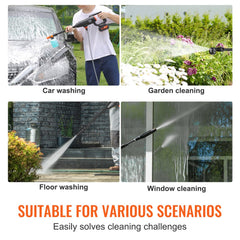 Bostome cordless pressure washer with 580 PSI output and five nozzle options for versatile cleaning.
