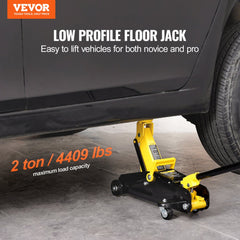 Bostome 2 ton low profile floor jack with single piston and swivel casters for vehicle maintenance.