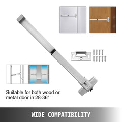 Silver baking varnish iron door push bar panic exit device for 28-36 inch doors.