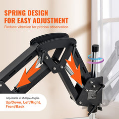 Bostome 7X-45X stereo microscope with spring bracket and integrated ring light for detailed viewing.