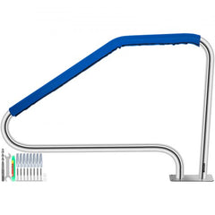 Bostome 304 stainless steel pool handrail with a 4-bend curve design and detachable grip cover.