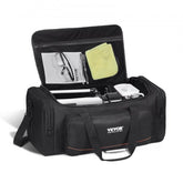 Black 22-inch waterproof Bostome telescope case open, showing padded interior with dividers, accessories, and storage pockets.