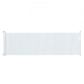 White retractable mesh baby gate, 34.2 inches tall and up to 116.1 inches wide.