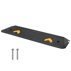 Bostome 1" rubber threshold ramp with non-slip surface and beveled edges for easy wheelchair access.