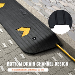 Bostome 1" rubber threshold ramp with non-slip surface and beveled edges for easy wheelchair access.