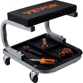 Bostome Mechanics Garage Stool with padded seat, tool tray, and rolling casters for mobility.