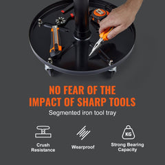 Bostome adjustable rolling creeper seat stool with tool tray and padded PU seat for comfort.