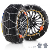 Bostome auto tightening snow chains made of manganese steel with a diamond-pattern for traction.