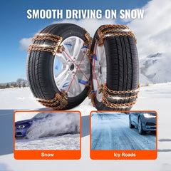 Bostome snow chains in manganese alloy steel fit tire widths of 235-285mm for winter traction.