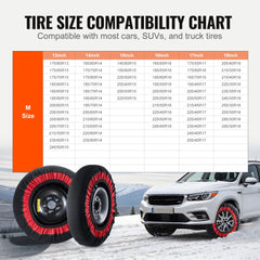 Extra large polyester fiber snow socks for tires with anti-slip woven patterns.